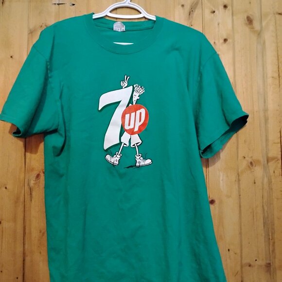 Men's Green Vintage Large 90s 7-Up Fido Dido Promo -T-Shirt Soda Pop - Picture 2 of 4